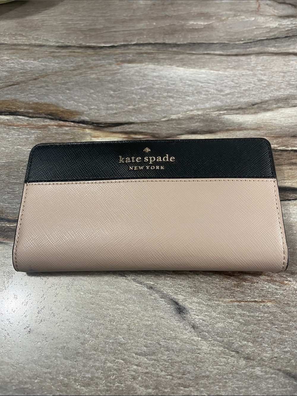 kate spade Two-Tone Black and Light Pink Long Card Holder Wallet